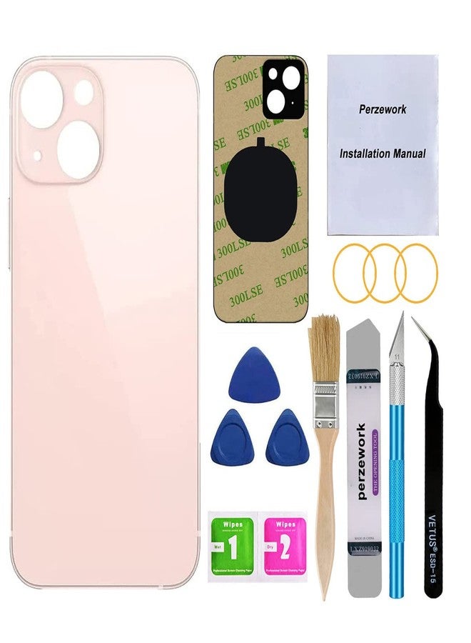 Perzework OEM Rear Back Glass Replacement (Pink) Compatible with iPhone 13 6.1 inches All Carriers with Pre-Installed Adhesive and Repairing Tool Kits - Image 1
